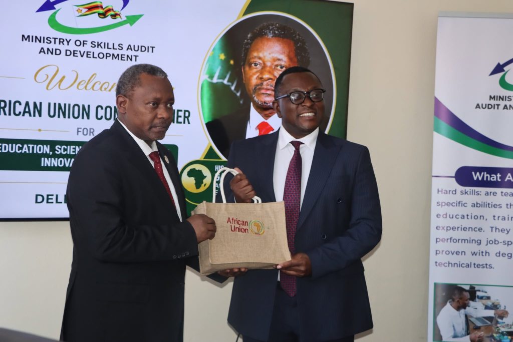 Hon Muswere meets AU ESTI Commissioner, Prof Banyankimbona